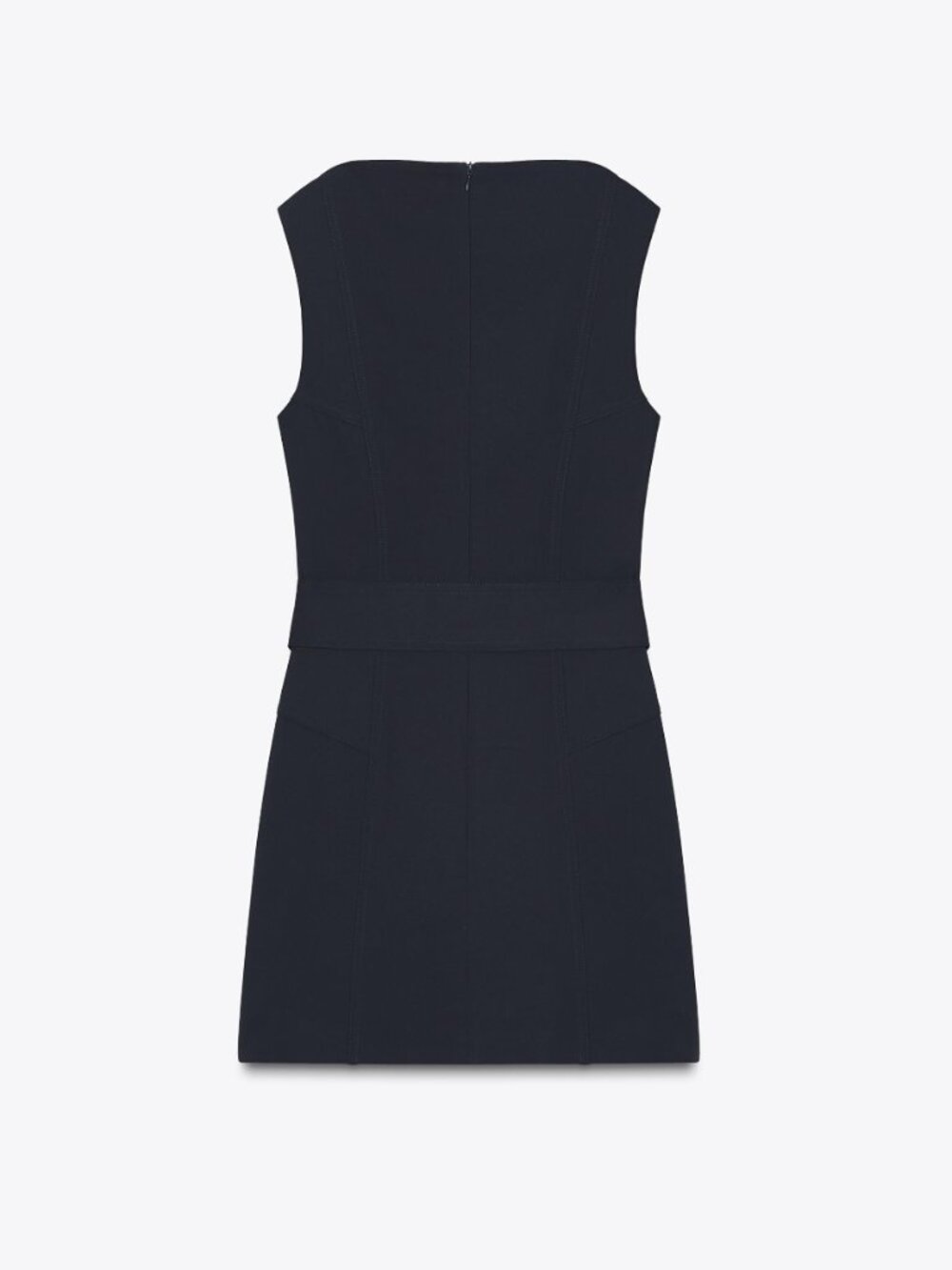 Navy Belted Shift Dress โ Zara Structured Boat Neck NWT M - Picture 12 of 16